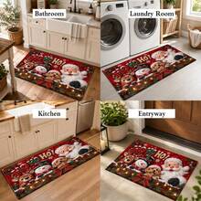 1pc Kitchen Floor Mat, Soft Faux Cashmere Material, Cute Christmas Cartoon Pattern, Santa Claus Snowman Deer Puppy Print, Non-Slip Design, Suitable For Kitchen Bathroom, Entrance Door, Bedroom Door Decoration, Multi-Scene Use Non-Slip Floor Mat, Room Decor, Holiday Gift - Multicolor - View 10