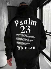 Sudadera con capucha de diseño moderno para hombre, con estampado del Salmo 23, bolsillo tipo canguro y cordón ajustable, ideal para uso diario en primavera y otoño. - A - Ver 1