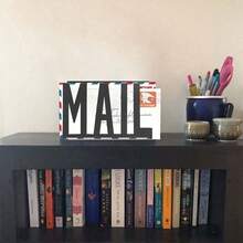 1pc Modern Aesthetic Black Metal Hollow Mail Letter Organizer, Desktop Letter Sorting Folder, Office Envelope Document Storage Minimalist Decor Gift - Multicolor - View 2
