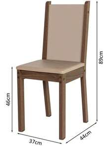 Kit de 4 Sillas de Comedor Modelo 4292, Color Marrón y Crema, Asientos Tapizados Beige, Estructura de Madera Resistente, para Comedor, Cocina y Antecomedero, Diseño Compacto y Fácil Montaje - Marrón - Ver 8