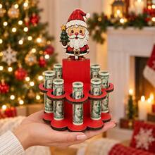 Hiasan Tempat Uang Kayu Santa Claus & Rusa Kutub, Hadiah Dekorasi Meja Natal - MultiWarna - View 6