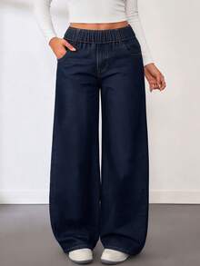 Tween Girl Vintage Blue Washed Straight Leg Loose Fit Jeans - Blue - View 1
