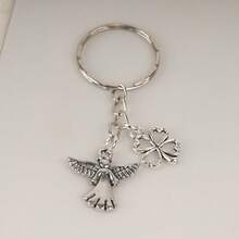 1pc Vintage Guardian Angel Four Leaf Clover Keychain Lucky Charm Bag Key Ring Accessory - YSK-0005 - View 6