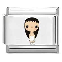 1PC Cartoon Print Italian Charm Bracelet, Stainless Steel DIY Modular Link Bracelet, Cute Character Pattern Elastic Wrist Jewelry Gift For Women - Cartoon Girl - View 6