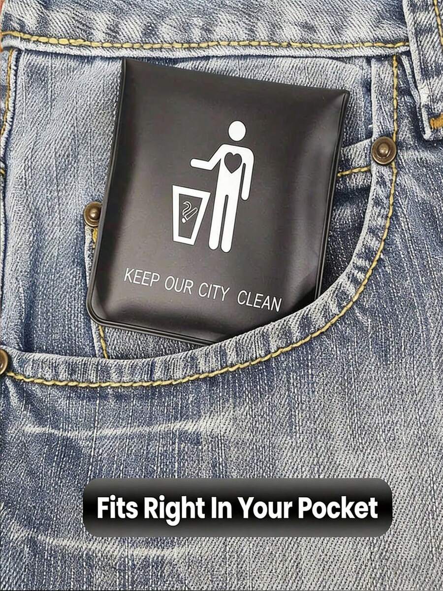1pc Portable Flame Resistant Leak-Proof Outdoor Ashtray Bags - Reusable Pocket Travel Ashtray With Storage Pouch For Lighter, Keys, Suitable For Outdoor Camping, Hiking, Car, Daily Use