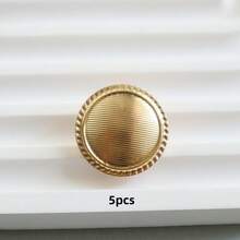 5pcs Gold British Style Copper Buttons, Versatile Suit Wool Coat Jacket Hand-Sewn Buttons - Multicolor - View 10