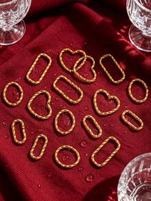 20Pcs Stainless Steel Gold‑Plated Twisted Open Jump Rings, Heart Square Oval Twist Connector Links For DIY Bracelet Necklace Jewelry Making - Connecting Ring - View 1
