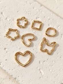 1 Set Luxury Vintage Hollow Pendant Heart Butterfly Flower DIY Bracelet Necklace Jewelry Accessories - Yellow Gold - View 2