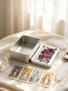 Tarot Card Storage Box Lid, Printed With Tarot Cards, Leopard, Mysterious Eye, Witch And Other Patterns, Can Be Used As Tarot Card Storage Box, Storage Jar, Makeup Storage Box, Gift Box, Suitable For Storing Tarot Cards, Jewelry, Stationery And More - Multicolor - View 4