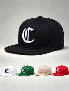 1 buah Topi Pria Gaya Gothic dengan Bordir Huruf C, Topi Hip-Hop yang Dapat Diatur, Sempurna untuk Perjalanan, Pesta, Perlindungan Matahari, dan Aktivitas Luar Ruangan. - beraneka warna - View 2
