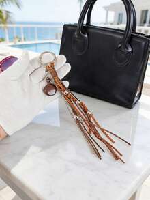 Pendant Accessories For Bags, Versatile Keychain Charms For Bag Decoration, Woven Strap And Metal Bead Ornaments - Multicolor - View 2