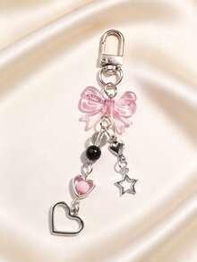 1pc Pink Cute Bow Keychain, Creative Fun Bag Charm, Suitable For Car Decoration, Backpack, Handbag, Earphone Case, Phone Charm Decorative Accessory, Keychain And Lanyard Styles Available, Ideal Gift For Friends And Family - Multicolor - View 12