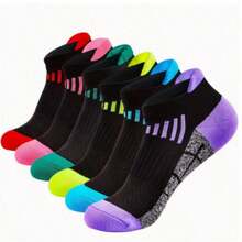 1/5/6/10 Pairs Women's Spring/Summer Compression Sports Socks - Low-Cut, Shock-Absorbing, Breathable, Moisture-Wicking, Arch Support, Suitable For Running, Cycling, Hiking And Outdoor Activities, Random Colors - Multicolor - View 4