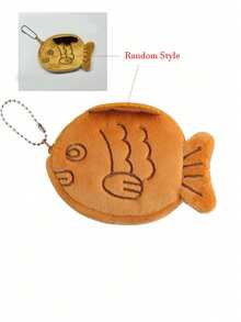 1pc Cute Fish Shaped Plush Coin Purse Keychain Small Wallet, Cute Earphone Storage Bag Coin Pouch For Girls - Multicolor - View 10