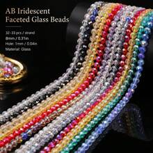 32pcs 8mm Hole Diameter 1mm Colorful Round Cut Crystal Glass Spacer Beads For Handmade Beading DIY Jewelry Accessories Bracelets Necklaces - Flower Ball Glass Beads - View 7