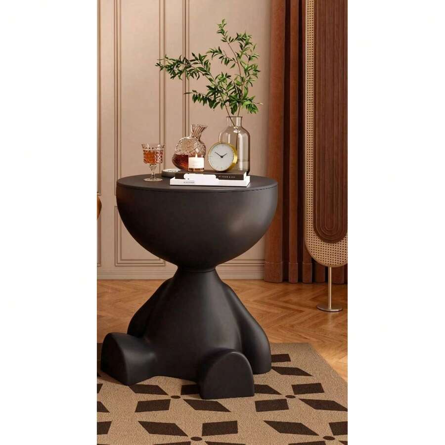 2D Flat Printed Simulation Craft Mobile Sofa Side Table Coffee Table, Suitable For Living Room Bedroom Balcony, Detachable Storage Bedside Cabinet Reception Table Guest Table