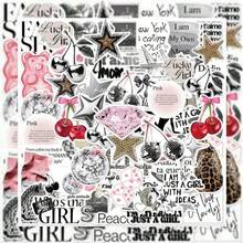 50pcs Silver Lucky Stickers, Aesthetic Stickers, Y2K Stickers, Y2K Core Stickers, Y2K Gifts, Vintage Stickers, 90s Stickers, Waterproof Vinyl Stickers, Suitable For Envelopes, Water Bottles, Computers, Laptops, Phones, Suitcases, Notebooks, Refrigerators - Multicolor - View 1