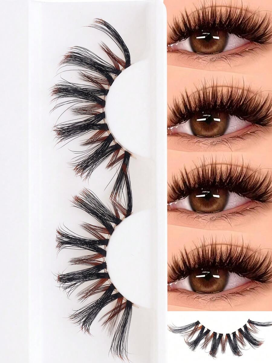 1 Pair Cartoon Doll Style False Eyelashes, Thin Transparent Colorful Lashes - M09 - View 1