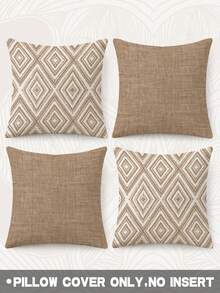 4 pièces Housses de coussin décoratifs, motif géométrique, 100% fibre de polyester hypoallergénique, matériau de lin vintage, fermeture éclair cachée, lavable en machine, design de ligne moderne minimaliste, fermeture éclair, housses de coussin de décoration pour canapé, salon, chambre à coucher, sans insert de coussin - beige - Voir 15