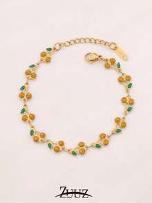 1pc Stainless Steel Enamel Cherry Chain Bracelets For Women Fashion Simple Elegant Colorful Fruit Bracelet Jewelry - Bracelet - View 12