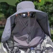 1pc Men's Summer Sun Hat Outdoor Fishing Hat UV Protection Face Mask Grey Bucket Hat Lightweight Multiple Wearing Styles - Fisherman's Hat - View 1