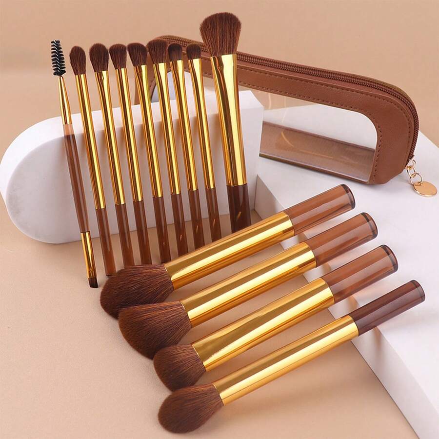 13pcs Makeup Brush Set With Storage Bag, Soft Bristle Powder Blush Foundation Eyeshadow Brushes, Professional Makeup Tools For Beginners