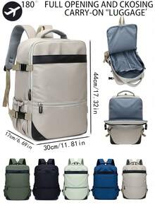 Men Backpack Large Capacity Laptop Backpack Multi-Pocket Water Resistant Daypack For School Travel Olive Green Nylon Backpack - Multicolor - View 1