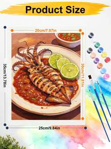 DIY Paint By Numbers Kit Grilled Squid Food, Hand-Painted Acrylic Painting, Home Wall Decor Art - A - View 6