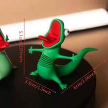 1pc Cute Green Lizard Car Ornament, Big Eye Cartoon Gecko Statue, Mini Animal Desktop Decor, Suitable For Car, Home, Office And Garden Decoration - Multicolor - View 2