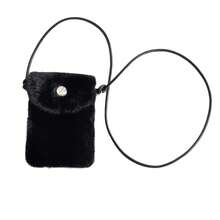 Women Fluffy Faux Fur Mini Crossbody Bag, Autumn Winter Solid Color Phone Purse, Small Shoulder Bag With Strap, Snap Closure Portable Wallet Bag - Multicolor - View 12
