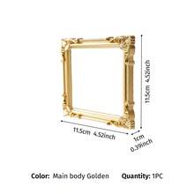 1PC European Style Resin Material 3D Pattern Gold Prop Picture Frame Body Decoration, DIY Decorative Ornament, Entryway Display, Carved Ornament, Hollow Frame, Accessory Frame, Suitable For Photography Props, Miniature House Decoration Props, Holiday Atmosphere Decoration Props - Gold - View 13