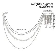 TOKRING 1pc Faux Pearl Bow Hem Chain Decor Fashion Metal Brooch, Pants Shortening Accessory, Multi-Functional Versatile Women's Brooch Pin - Silver - View 6