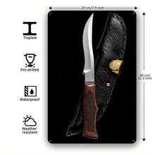 8x12 Inch Sharp Fixed Blade Knife With Black Faux Leather Sheath & Metal Display Stand - Handcrafted Tang Katana, Durable & Weather-Resistant, Perfect For Kitchen, Camping, Or Outdoor Decor, Kitchen Knife - B - View 2