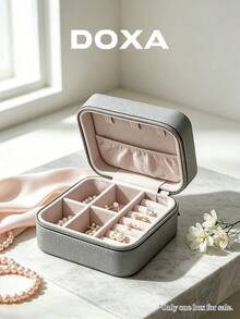 DOXA 便攜旅行珠寶收納盒，拉鍊式戒指耳環項鍊收納盒，女士小型精巧珠寶收納盒 - 灰色 - 查看 3