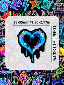 50Pcs Neon Magic Fantasy Stickers, Galaxy Butterfly Unicorn Crystal Art Decals, Aesthetic Stickers For Scrapbook Junk Journal Craft Album Handmade Decoration - Multicolor - View 5