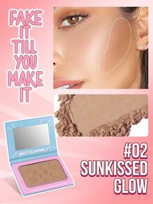 MISSLYN 1Pc Fake It Till You Make It Bronzing & Contouring Powder, Pigmented Soft Powdery, Long-Lasting Blendable W/ Mirror, Face Bronzer Cheek/Contour, Daily/Party/Beach, Y2K/Soft Glam/Sun-Kissed, Bronzer Powder, Halloween Makeup - #2 - View 5