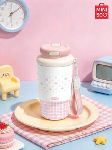 MINISO 保溫咖啡杯，多色可選，附蓋子與掛繩，適用於飲品與果汁，冬季必備，適合生日禮物，容量 368ml - 黑色 - 查看 10