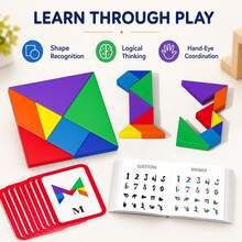 Quebra-cabeça Tangram 2 em 1 com Peças Grandes, Jogo de Mesa Interativo ...