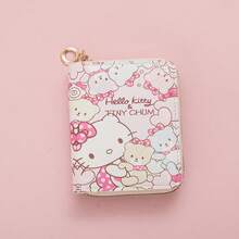 Cute PU Leather Zipper Wallet, Cartoon Print, Pink Square Purse, Girls Birthday Gift Coin Card Storage Bag - Multicolor - View 9
