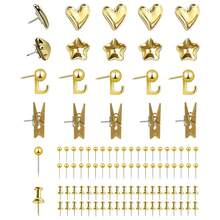100 Gold Plated Plastic Push Pins, Multi-Functional Office Stationery, Suitable For Cork Board Decoration, Message Board Arrangement, Photo Wall Embellishment, Document Fixing, Map Marking, Handmade DIY Projects, Classrooms, Dormitorie - Sets - View 2