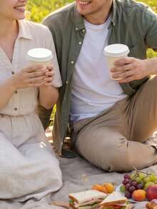 200pcs Paper Cup Lids, 50/100pcs Coffee Cup Lids, Hot Drink Cup Lids, Suitable For Cafes, Hotels, KTVs, Bars - Multicolor - View 8