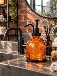 1/2Pcs 230 ML Vintage Glass Soap Dispenser With Plastic Pump, Refillable Decorative Liquid Soap Bottle, Reusable Countertop Hand Soap Container For Bathroom, Kitchen, Sink, Lotion, Shampoo, Dish Soap And Home Use - Multiple Styles - View 9