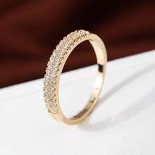 Cubic Zirconia Decor Ring - Yellow Gold - View 11