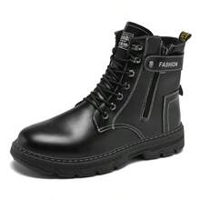 British Style Boots Work Boots High-Top Shoes - Black - View 8
