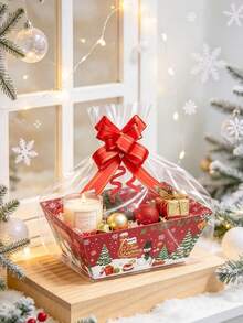 12pcs Set [4 Boxes + 4 Bags + 4 Bows], Christmas Red & Green Snowman, Squirrel And Gingerbread Man Gift Box & Paper Basket Set, Includes Red & Green Empty Paper Gift Boxes, Suitable For Christmas, Wedding And Birthday Party Decoration - Multicolor - View 11
