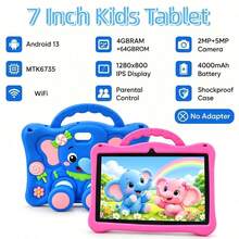 4GB RAM + 64GB ROM / 7-Inch Tablet / Quad-Core 1.3GHz / Android 13 MTK8321 / 1280x800 HD IPS Screen / 2MP+5MP Camera / 4000mAh Battery / WiFi, Parental Control, Education, Games / ABS Plastic + Silicone, Educational Tablet - Blue - View 9