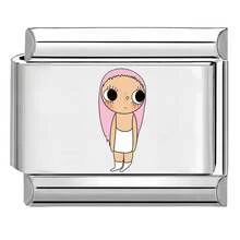 1PC Cartoon Print Italian Charm Bracelet, Stainless Steel DIY Modular Link Bracelet, Cute Character Pattern Elastic Wrist Jewelry Gift For Women - Cartoon Girl - View 17