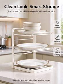 Metal 3 Tier Countertop Prep Rack, Freestanding Multi-Level Tray Holder, Space Saving Kitchen Organizer For Plates, Bowls, Produce & Cooking Ingredients, Easy Assembly Tiered Stand For Countertop Food Prep And Daily Cooking - Multicolor - View 8