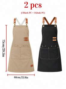 NINFRODITE 1pc Unisex Waterproof Apron With Pockets, Multi-Layer Canvas Material, Adjustable Design, Ideal For Chefs, Baristas And Servers - Multicolor - View 12