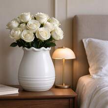 3D Printed Knitted Texture Art Vase, Cream Style Wavy Edge Design, Desktop Flower Container, Ins Minimalist Home Decor Ornament, Living Room Entryway Soft Decoration, Dried Flower Fresh Flower Vessel, Highly Attractive Niche Home Atmosphere Decorative Craft - 1PC - View 6